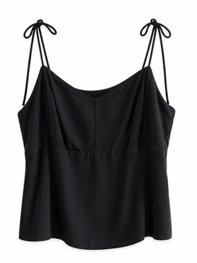 Old Navy Black Tie-Strap Cropped Tank Smocked Back – Plus Size 2X EUC